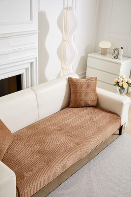 Home Cloud Velvet 3 Seater Sofa Floral Cover(Pack of 1 Brown)