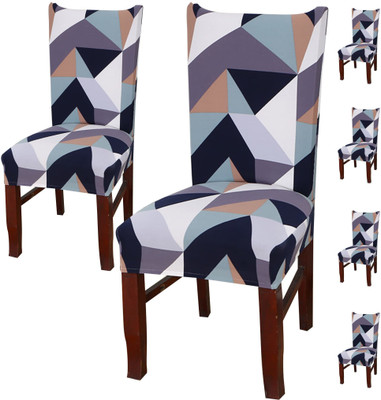 HOUSE OF QUIRK Polyester Abstract 1 Seater Chair Cover(Blue Pack of 6)