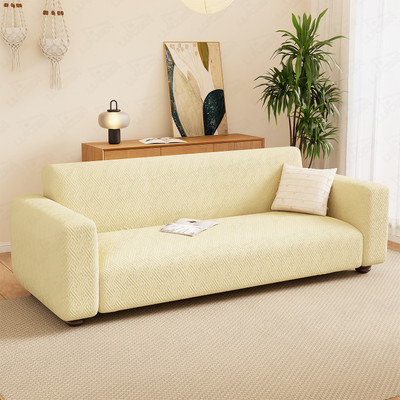 lukzer Jacquard 2 Seater Sofa Abstract Cover(Pack of 1 Pastel Yellow Grid Maze)