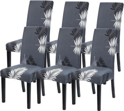 NAYISHI Polycotton 1 Seater Chair Geometric Cover(Pack of 6 grey leaf)