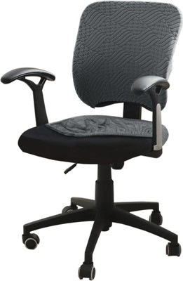 HOKiPO Jacquard 1 Seater Chair Plain Cover(Pack of 1 Dark Grey)