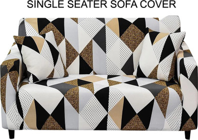 HOUSE OF QUIRK Polyester Checkered 1 Seater Sofa Cover(White Pack of 1)