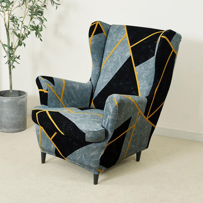 HOKiPO Polyester Abstract 1 Seater Chair Cover(Multicolor Abstract Geometry Pack of 1)