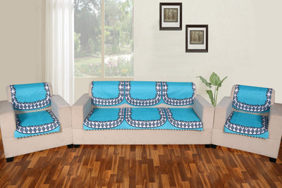 Flipkart SmartBuy Velvet 3+1+1 Seater Sofa Floral Cover(Pack of 6 SkyBlue)