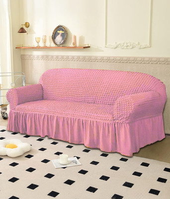 Jaide Polyester Polka 2 Seater Sofa Cover(Pink Pack of 1)