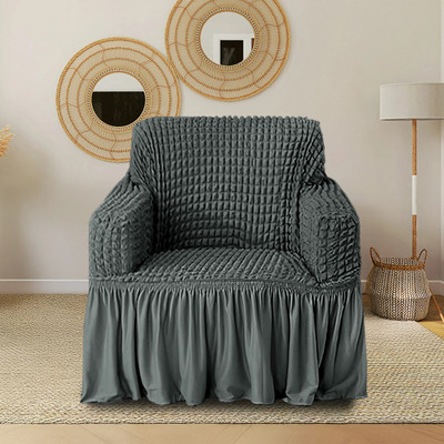Cortina Polyester 1 Seater Sofa Polka Cover(Pack of 1 Grey)