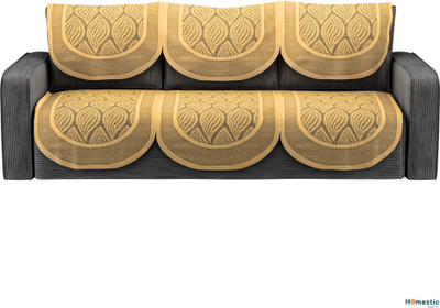 HOMESTIC Cotton 3 Seater Sofa Floral Cover(Pack of 6 Gold)