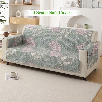 HOKiPO Polycotton Floral Sofa Cover(Green Pack of 1)