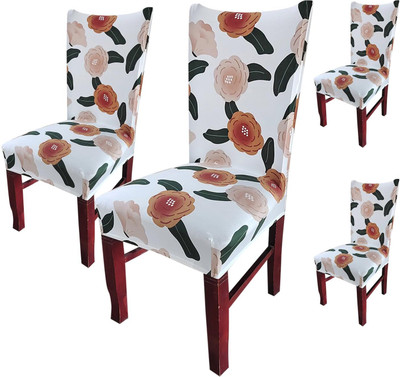 HOUSE OF QUIRK Polyester Plain 4 Seater Chair Cover(Red Pack of 4)