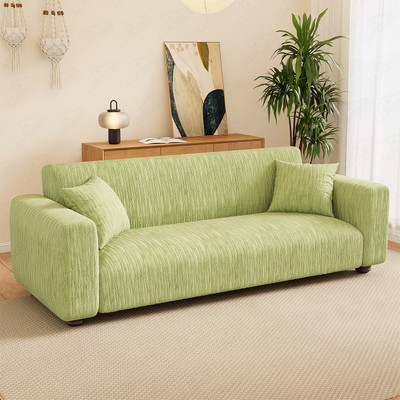 lukzer Jacquard Abstract 2 Seater Sofa Cover(Pastel Green Wavy Stripes Pattern Pack of 1)