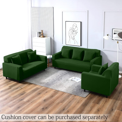Cortina Polyester 3+1+1 Seater Sofa Plain Cover(Pack of 3 Green, Grey)