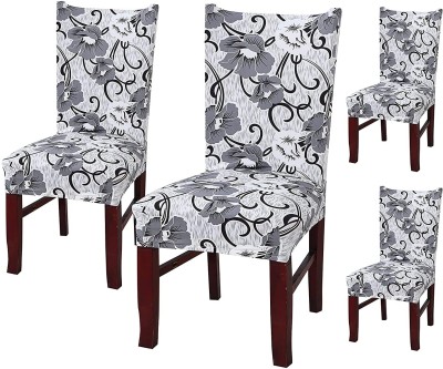 Winkel Polyester Plain Chair Cover(Grey Pack of 4)