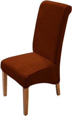 HOKiPO Velvet Plain Chair Cover(Rustic Brown Pack of 1)