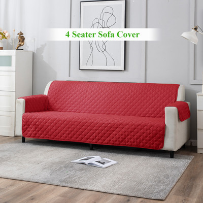 HOKiPO Polyester Plain 3 Seater Sofa Cover(Red Pack of 1)