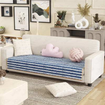 lukzer Polyester Geometric 3 Seater Sofa Cover(Reversible Optical Stripe Pattern Sofa Mat Pack of 1)