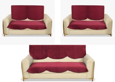 EASTTARDOMM Velvet Geometric Sofa Cover(Maroon Pack of 6)