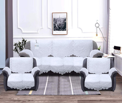 HOMESTIC by Kuber Industries Cotton 3+1+1 Seater Sofa Floral Cover(Pack of 16 White)