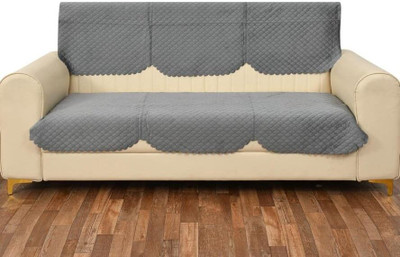 SSK Velvet Plain 3 Seater Sofa Cover(Grey Pack of 6)