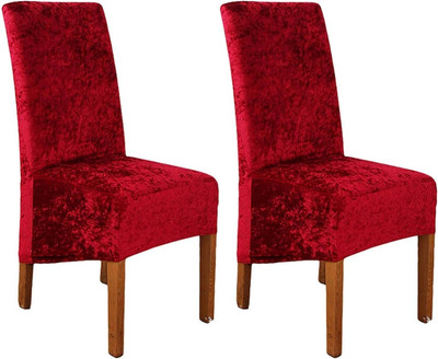 Gouri Velvet 1 Seater Chair Plain Cover(Pack of 2 Red)