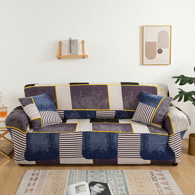 lukzer Polyester Geometric 2 Seater Sofa Cover(Multicolor Pack of 1)