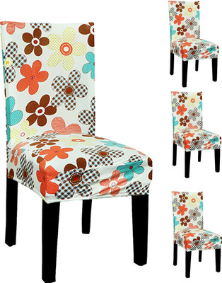 Magic Cover Polyester Abstract 1 Seater Chair Cover(Red Pack of 4)