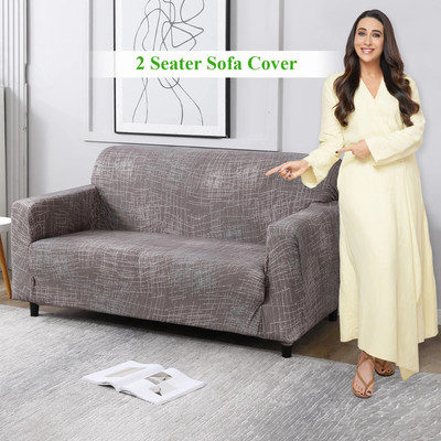 HOKiPO Polyester Abstract 2 Seater Sofa Cover(Brown Pack of 1)
