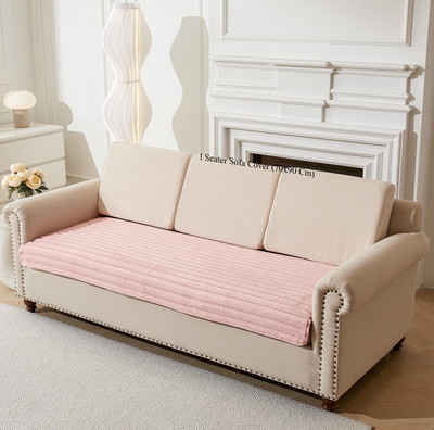 HOUSE OF QUIRK Polyester Checkered 1 Seater Sofa Cover(Pink Pack of 1)