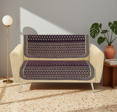 Furnishing Hut Chenille 2 Seater Sofa Floral Cover(Pack of 1 purple)