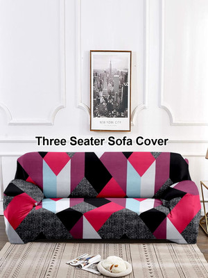 Cortina Polyester Geometric 3 Seater Sofa Cover(Multicolor Pack of 1)