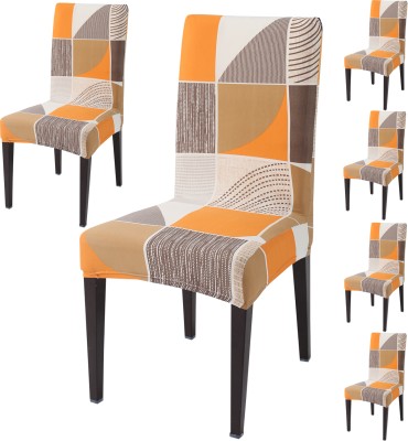 HOKiPO Polyester Abstract Chair Cover(Dining Table Chair Cover 6 Seater Elastic Slipcovers Seat (AR-4097-D4*6) Pack of 6)