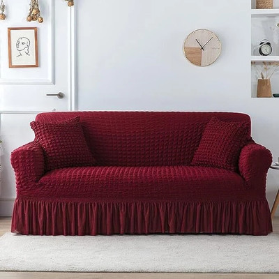 Flipkart SmartBuy Polycotton Plain 3 Seater Sofa Cover(Red Pack of 1)