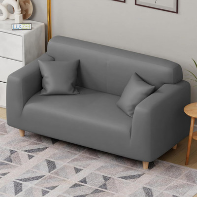 lukzer Polyester Striped 2 Seater Sofa Cover(Plain Grey Pack of 1)