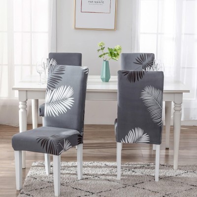 VARIKSH HOMES Polycotton Floral Chair Cover(Grey Pack of 4)