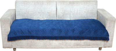 Fashion Throw Velvet 2 Seater Sofa Geometric Cover(Pack of 1 Blue)