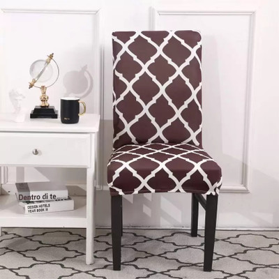 papsun Polyester Geometric 1 Seater Chair Cover(Brown Pack of 1)
