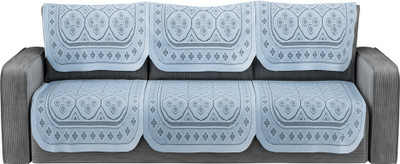 KUBER INDUSTRIES Cotton Floral 3 Seater Sofa Cover(Grey Pack of 6)