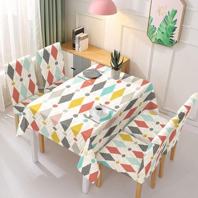 HOKiPO Polyester 4 Seater Chair Geometric Cover(Pack of 5 Rhombus Multicolor)