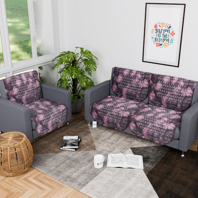 HOMESTIC Cotton 3 Seater Sofa Floral Cover(Pack of 6 Brown)