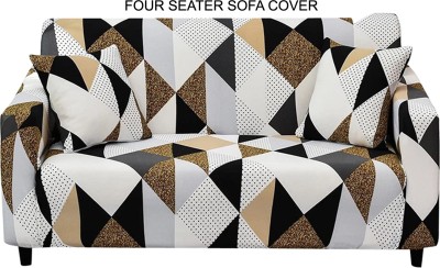 HOUSE OF QUIRK Polyester Abstract Sofa Cover(White Pack of 1)