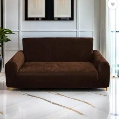 SofaStyle Velvet 3 Seater Sofa Plain Cover(Pack of 1 Brown)