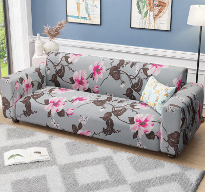 lukzer Polyester 4 Seater Sofa Floral Cover(Pack of 1 Pink Flower)