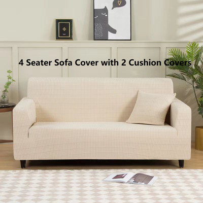 lukzer Polyester Geometric 4 Seater Sofa Cover(Multicolor Pack of 1)