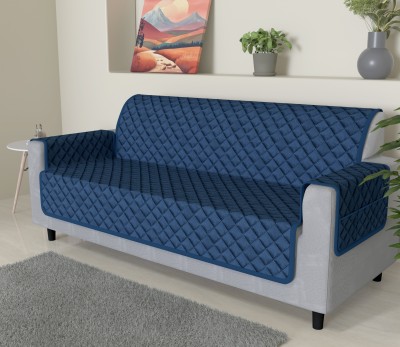 B BESTILO Polyester Plain Sofa Cover(Navy Blue Pack of 1)