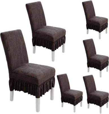 vinsano Jacquard 1 Seater Chair Plain Cover(Pack of 6 coffee)