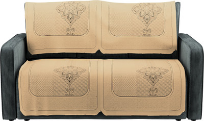 KUBER INDUSTRIES Cotton Geometric 2 Seater Sofa Cover(Gold Pack of 4)