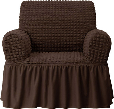 Cortina Polyester 1 Seater Sofa Plain Cover(Pack of 1 Brown)