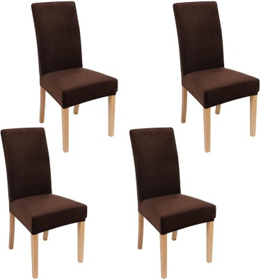 TURIYA Velvet Plain Chair Cover(Brown Pack of 4)