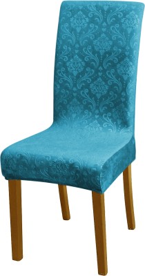 HOKiPO Velvet Damask Chair Cover(Turquoise Pack of 1)