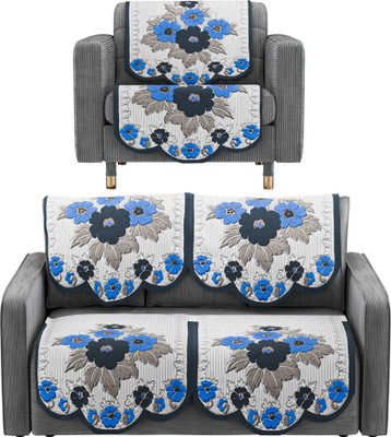 KUBER INDUSTRIES Cotton 3 Seater Sofa Geometric Cover(Pack of 6 White, Grey)