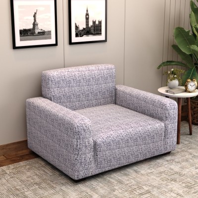 Wooden Street Polyester Abstract 1 Seater Sofa Cover(Grey Pack of 1)